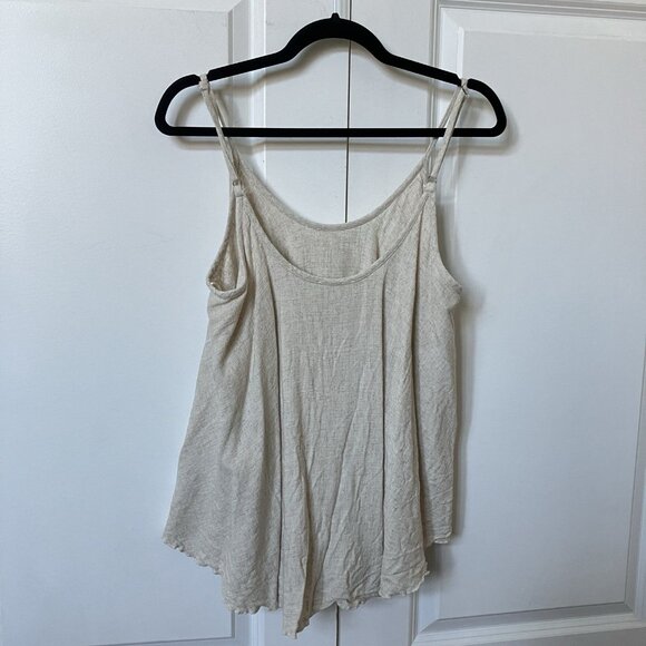 Umgee Tank Top Womens XL Linen Rayon Boho Tunic Neutral Minimalist - Picture 2 of 6